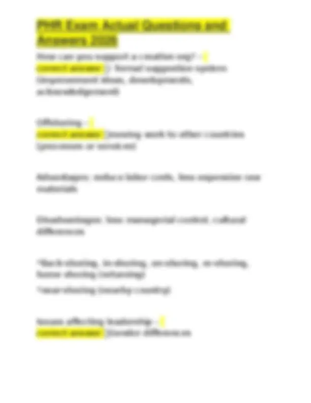 Phr Example Questions PHR Exam Practice Questions and Answers 2026 | Exams Human Resource ...