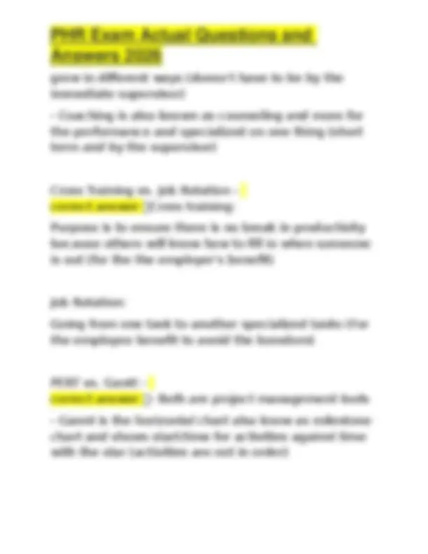 Phr Example Questions PHR Exam Practice Questions and Answers 2026 | Exams Human Resource ...