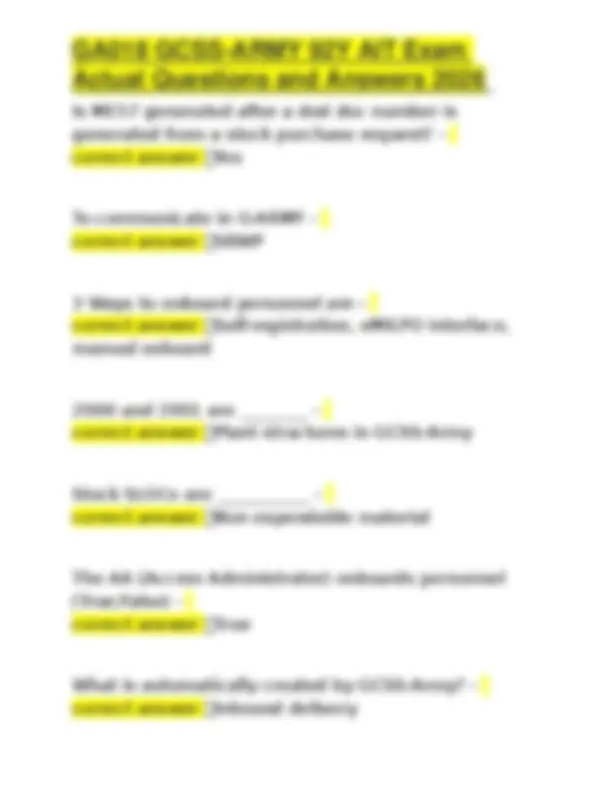 GA018 GCSS-ARMY 92Y AIT Exam: Actual Questions and Answers 2026 | Exams ...