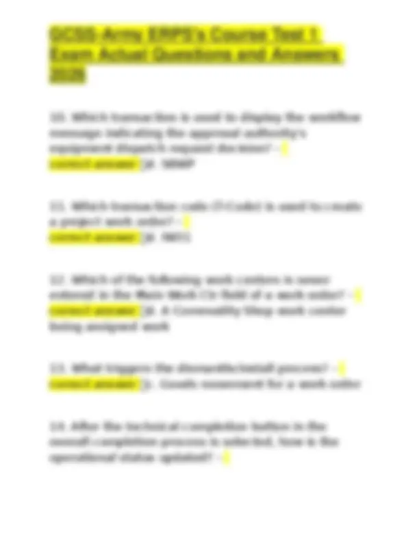 9 Status Gcss GCSS-Army ERPS Course Test 1: Exam Questions and Answers 2026 | Exams ...