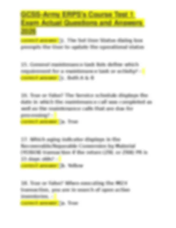 9 Status Gcss GCSS-Army ERPS Course Test 1: Exam Questions and Answers 2026 | Exams ...