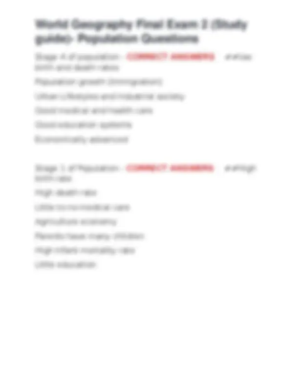 World Geography: Population Dynamics Exam 2 Study Guide | Exams Nursing ...