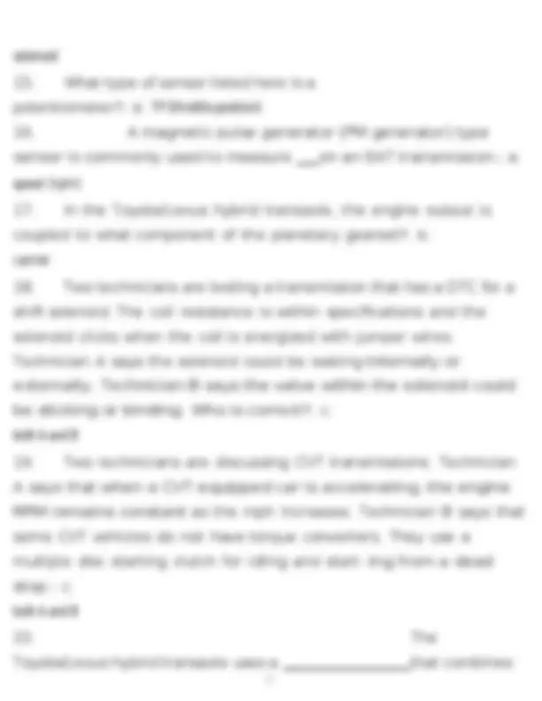 Automatic Transmissions Test: Questions and Answers | Exams Advanced ...