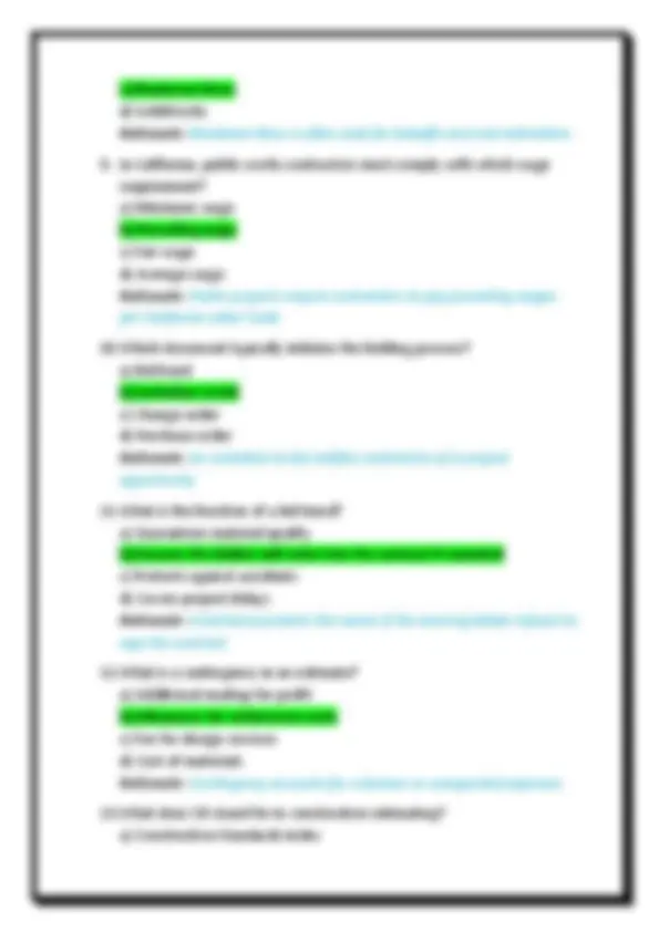 California Construction Estimator Exam Questions with Verified Answers ...