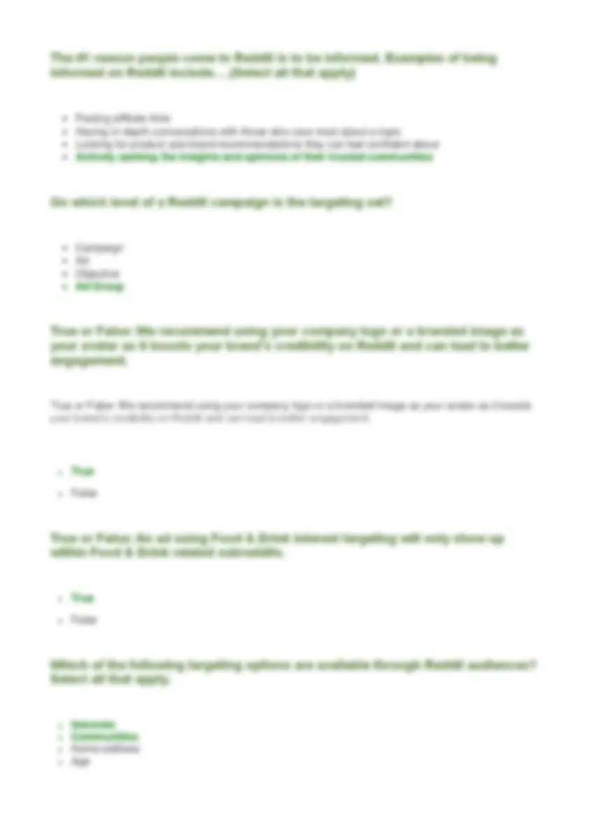 Reddit Ads Fundamentals Certification Exam Answers 2025-26 | Exams ...