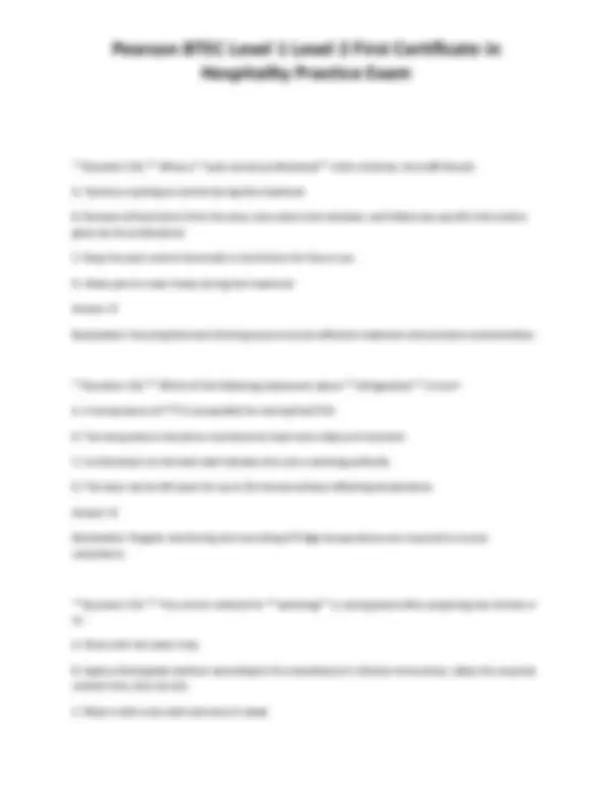 Pearson BTEC Level 1 Level 2 First Certificate in Hospitality Practice ...