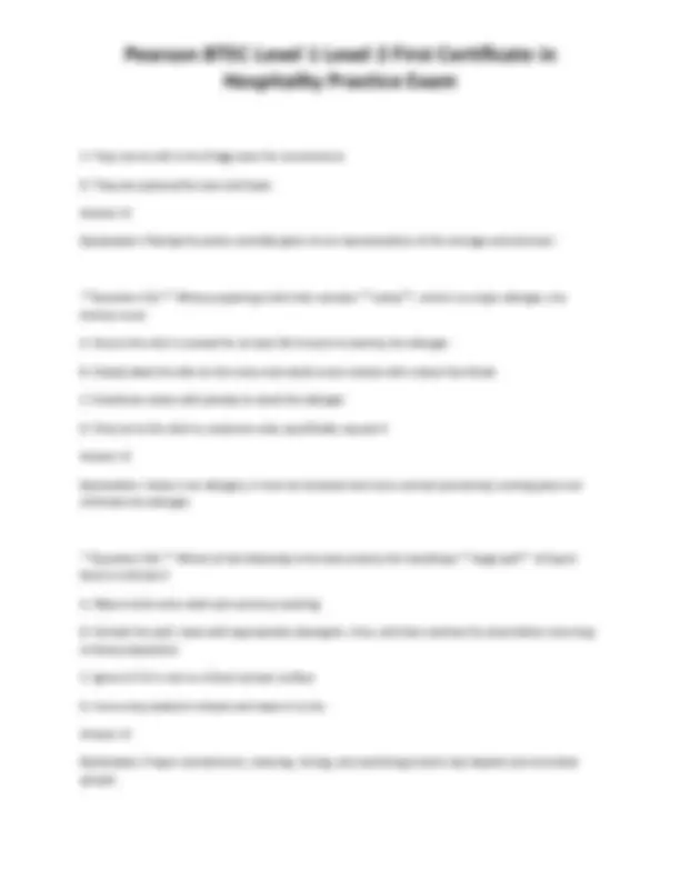 Pearson BTEC Level 1 Level 2 First Certificate in Hospitality Practice ...