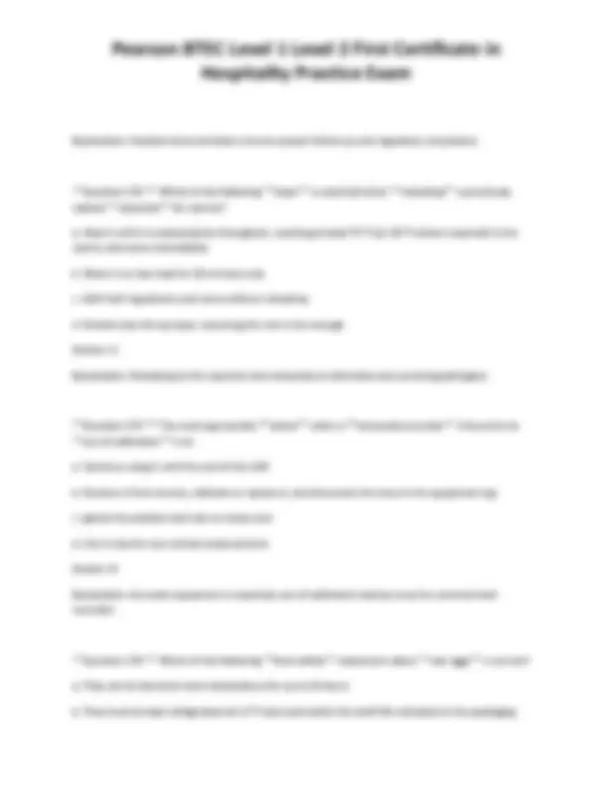 Pearson BTEC Level 1 Level 2 First Certificate in Hospitality Practice ...