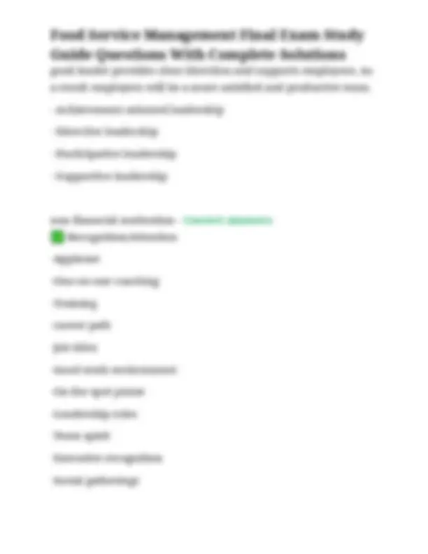 Food Service Management Exam Study Guide with Solutions | Exams ...