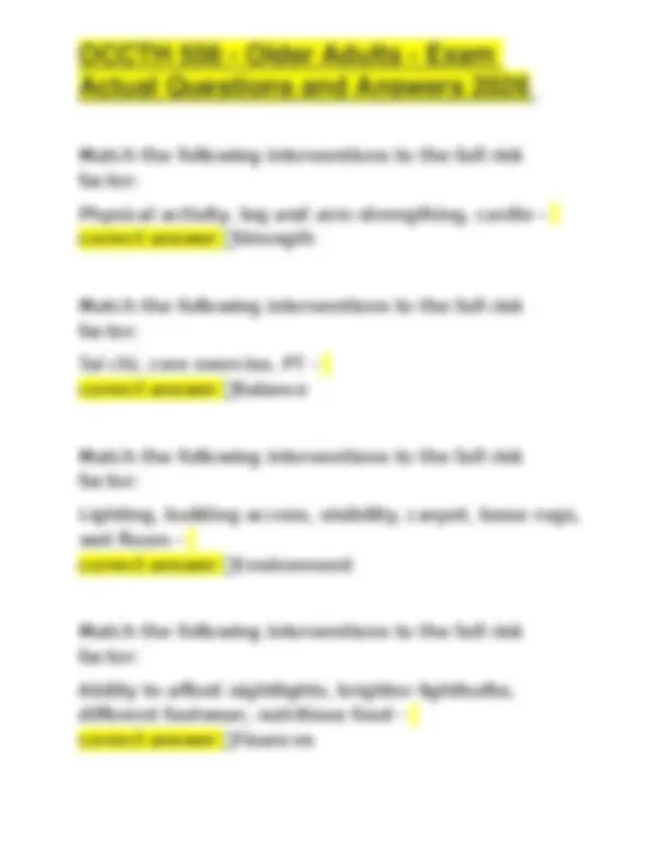 Exam Questions and Answers: Fall Prevention in Older Adults | Exams ...