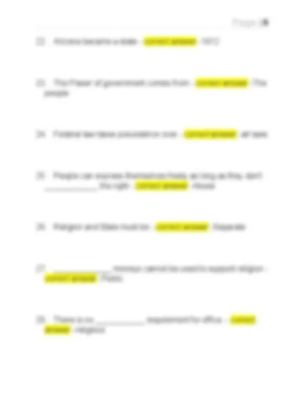 AEPA US/ARIZONA CONSTITUTION TEST QUESTIONS WITH 100% CORRECT SOLUTIONS ...