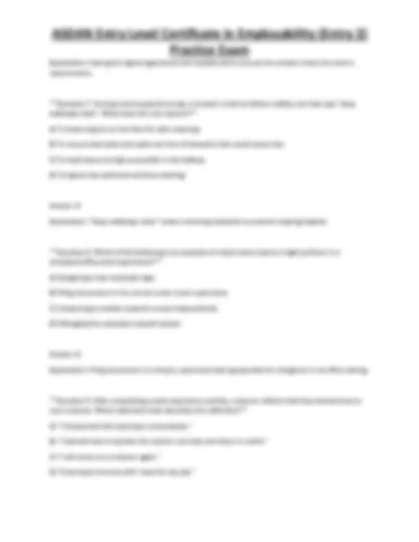 ASDAN Entry Level Certificate in Employability (Entry 2) Practice Exam ...
