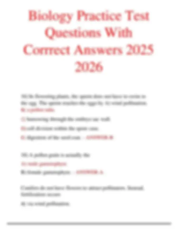Biology Practice Test Questions With Corrrect Answers 2025 2026 | Exams ...