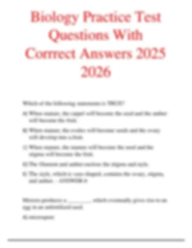 Biology Practice Test Questions With Corrrect Answers 2025 2026 | Exams ...