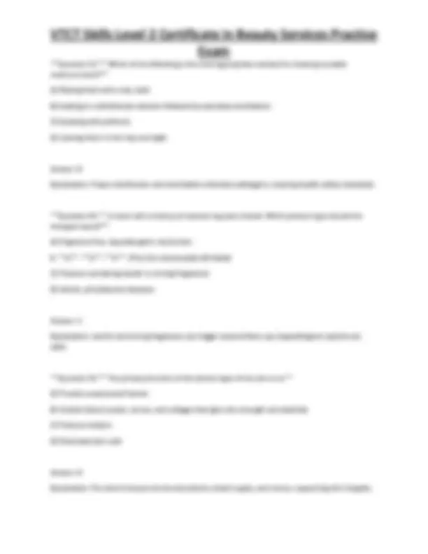 VTCT Skills Level 2 Certificate in Beauty Services Practice Exam ...