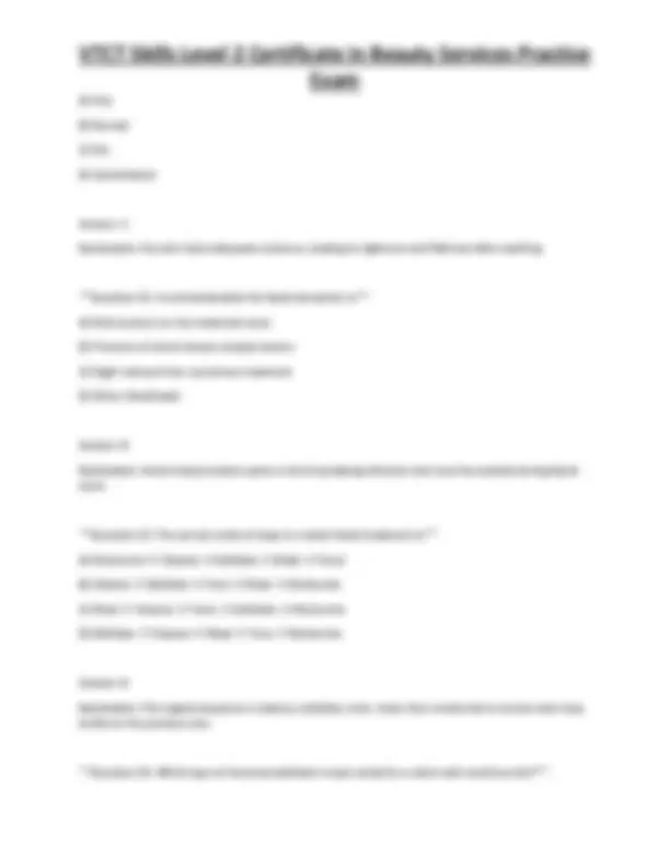 VTCT Skills Level 2 Certificate in Beauty Services Practice Exam ...