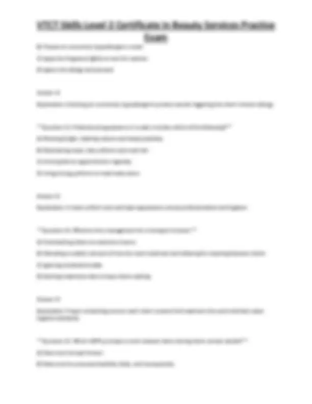 VTCT Skills Level 2 Certificate in Beauty Services Practice Exam ...