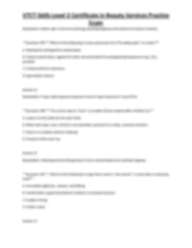 VTCT Skills Level 2 Certificate in Beauty Services Practice Exam ...