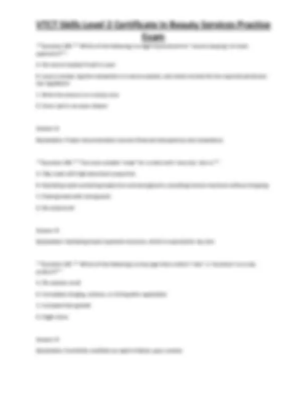 VTCT Skills Level 2 Certificate in Beauty Services Practice Exam ...