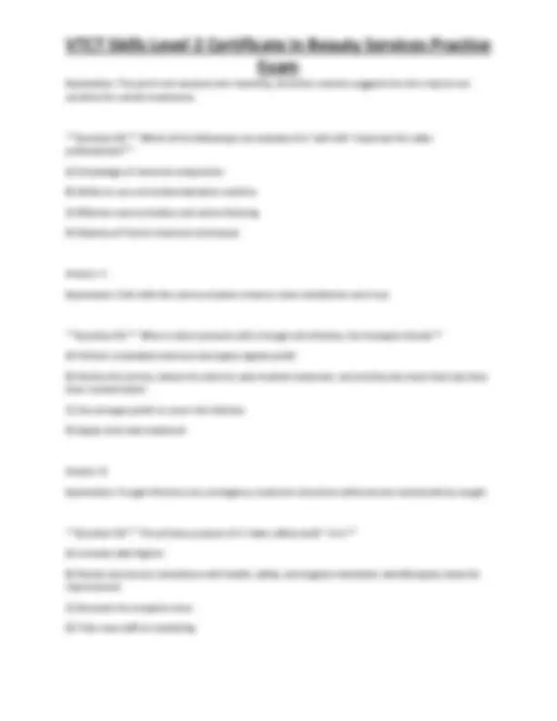 VTCT Skills Level 2 Certificate in Beauty Services Practice Exam ...