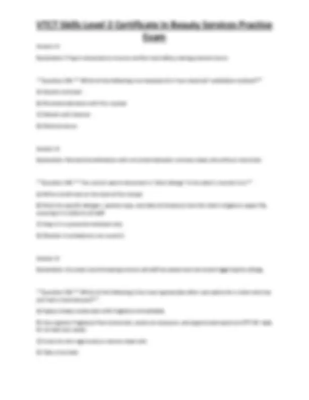 VTCT Skills Level 2 Certificate in Beauty Services Practice Exam ...
