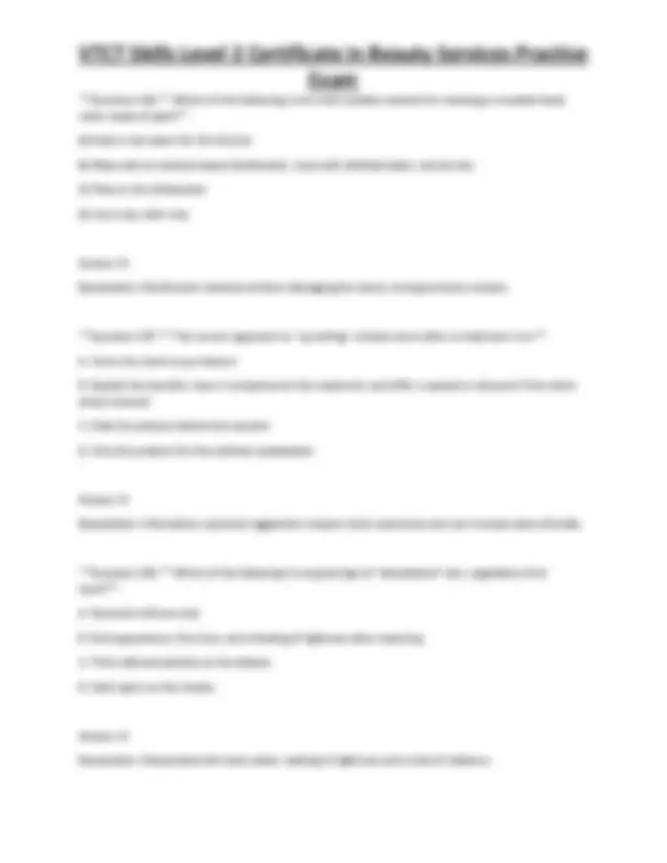 VTCT Skills Level 2 Certificate in Beauty Services Practice Exam ...