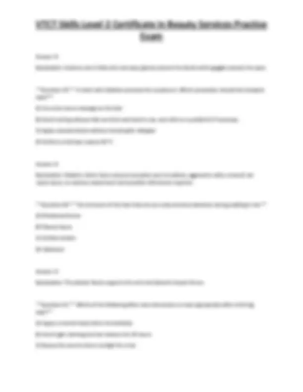 VTCT Skills Level 2 Certificate in Beauty Services Practice Exam ...