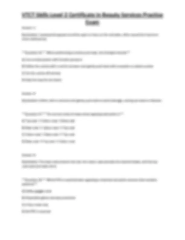 VTCT Skills Level 2 Certificate in Beauty Services Practice Exam ...