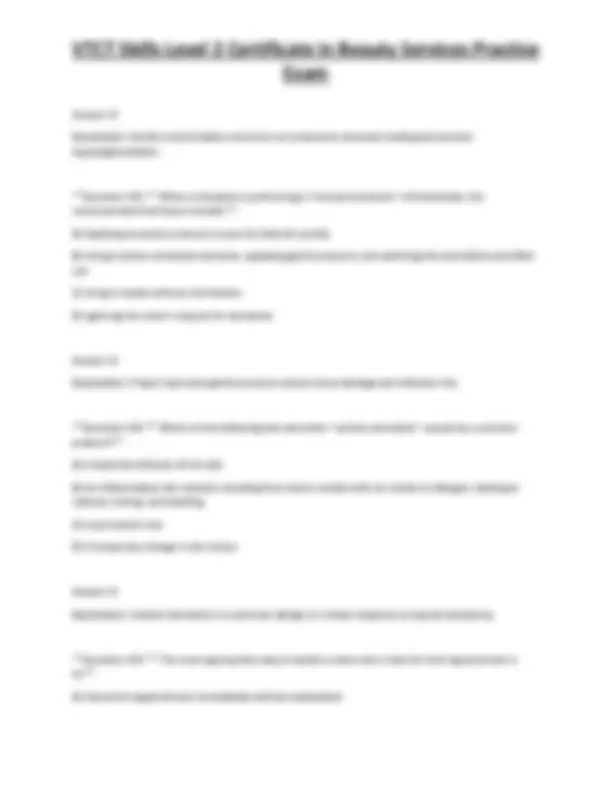 VTCT Skills Level 2 Certificate in Beauty Services Practice Exam ...
