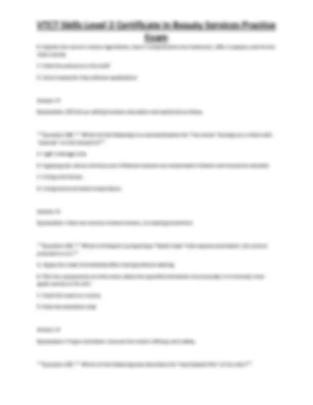 VTCT Skills Level 2 Certificate in Beauty Services Practice Exam ...