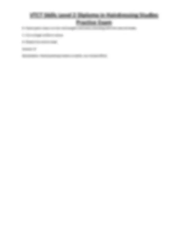 VTCT Skills Level 2 Diploma in Hairdressing Studies Practice Exam ...