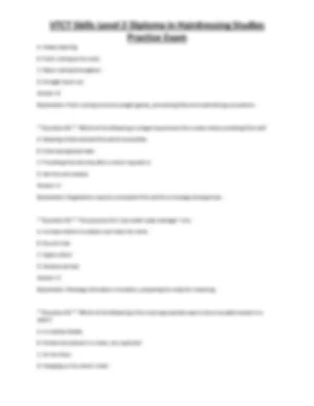 VTCT Skills Level 2 Diploma in Hairdressing Studies Practice Exam ...