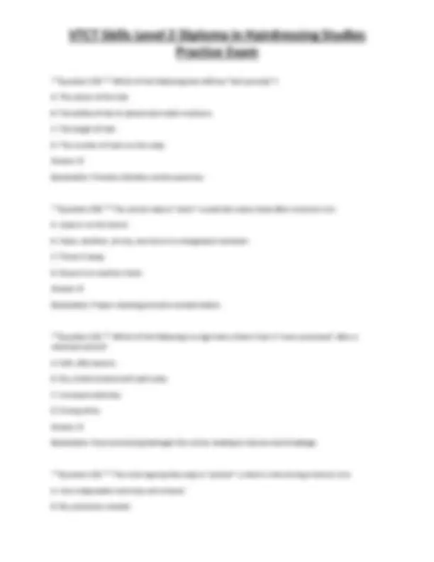 VTCT Skills Level 2 Diploma in Hairdressing Studies Practice Exam ...