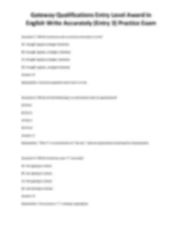Entry Level English Notes Examples English Writing Skills Practice Exam: Entry Level Questions and Answers ...