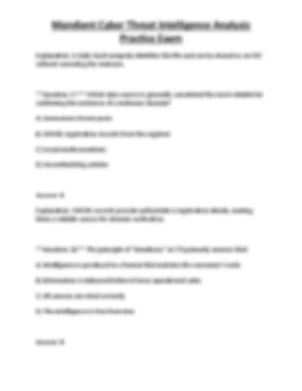 Mandiant Cyber Threat Intelligence Analysis Practice Exam | Exams ...