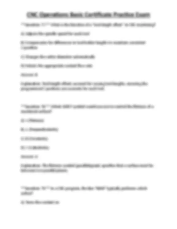 CNC Operations Basic Certificate Practice Exam Questions | Exams ...