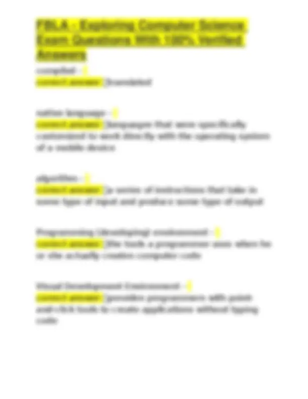 Computer Applications Fbla Practice Test FBLA - Exploring Computer Science Exam Questions With 100% Verified ...