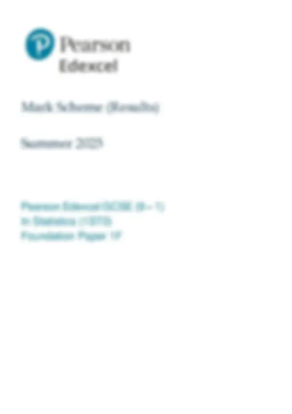Pearson Edexcel Level 1/Level 2 GCSE (9–1) JUNE 2025- STATISTICS PAPER ...