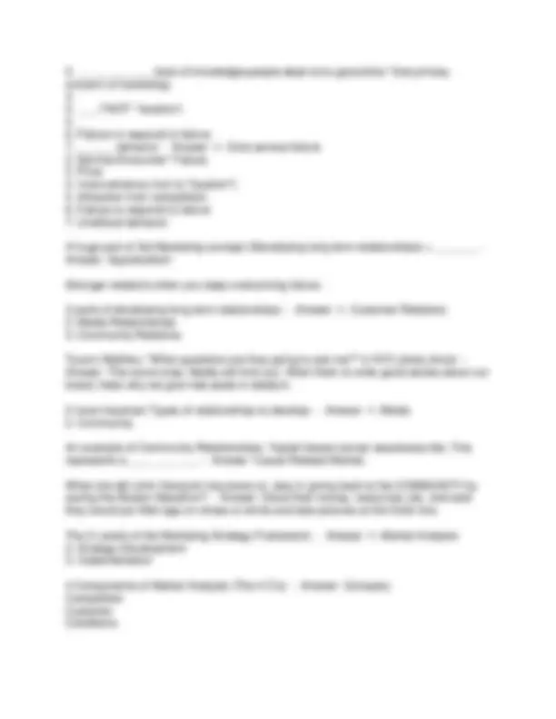 MKT 3401 Exam 1 Review: Key Marketing Concepts and Strategies | Exams ...