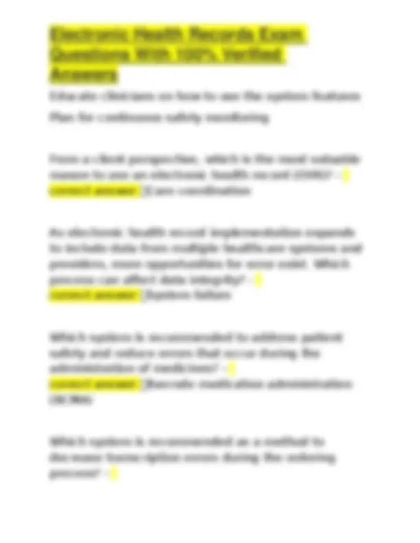 EHR Exam Questions and Answers for Healthcare Professionals | Exams ...