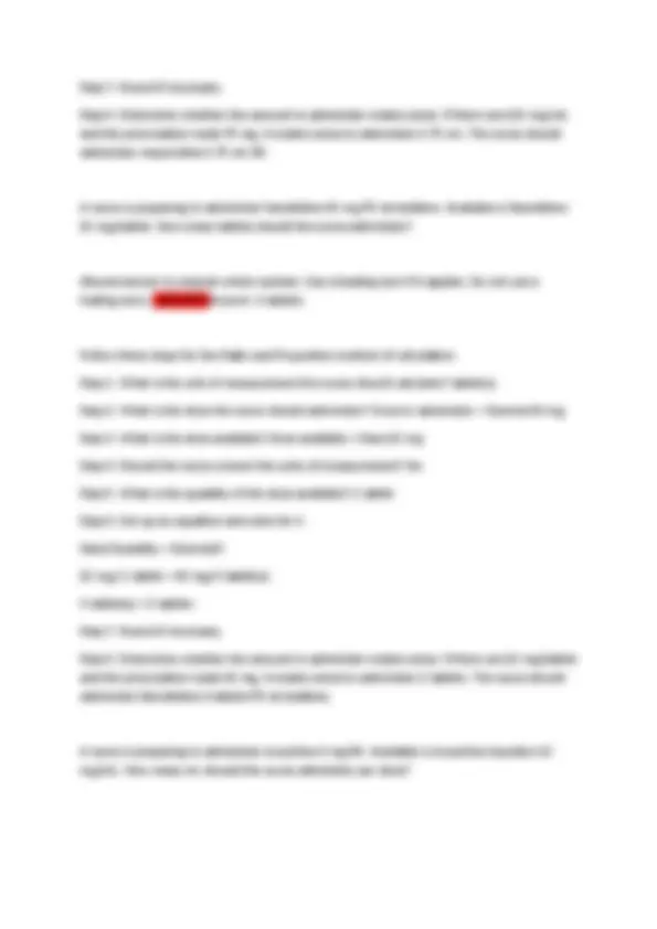 Dosage Calculation Practice Problems for Nurses | Exams Nursing | Docsity