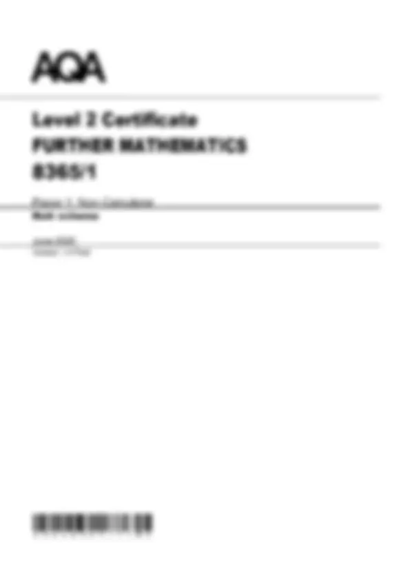 AQA LEVEL 2 Certificate FURTHER MATHEMATICS Paper 1 Non- Calculator ...