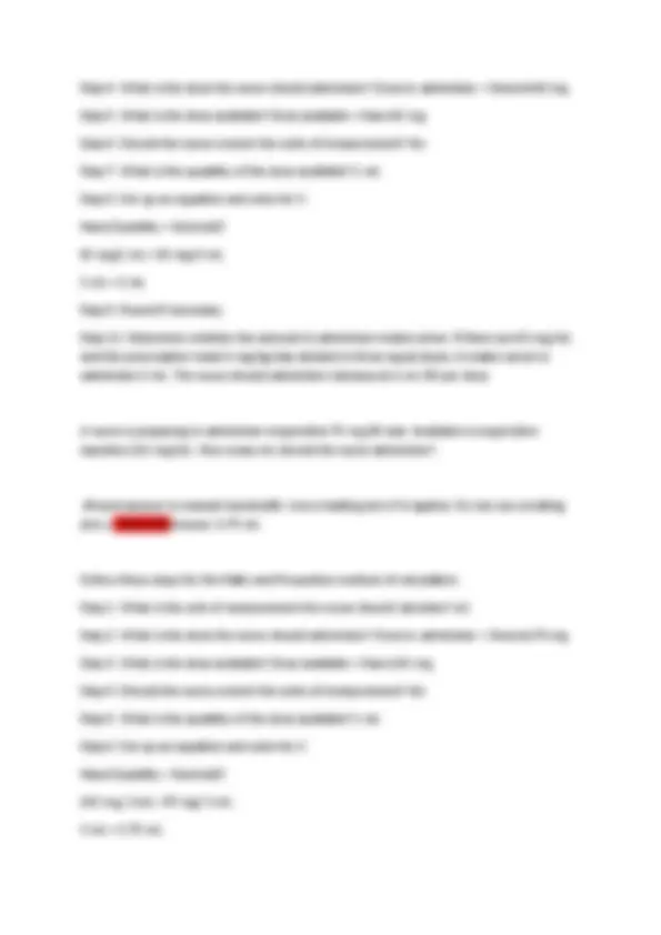 Dosage Calculation Practice Problems for Nurses | Exams Nursing | Docsity