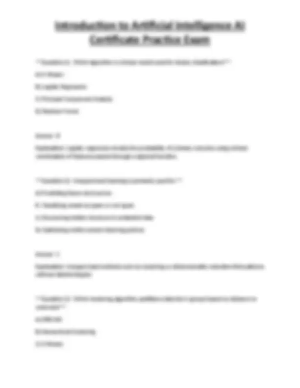 Introduction to Artificial Intelligence AI Certificate Practice Exam ...