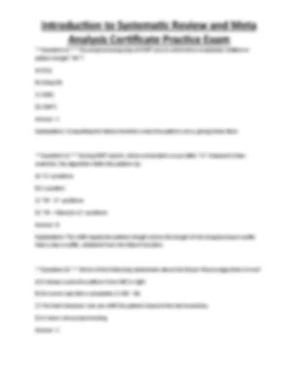 Systematic Review and Meta Analysis Practice Exam Questions | Exams ...