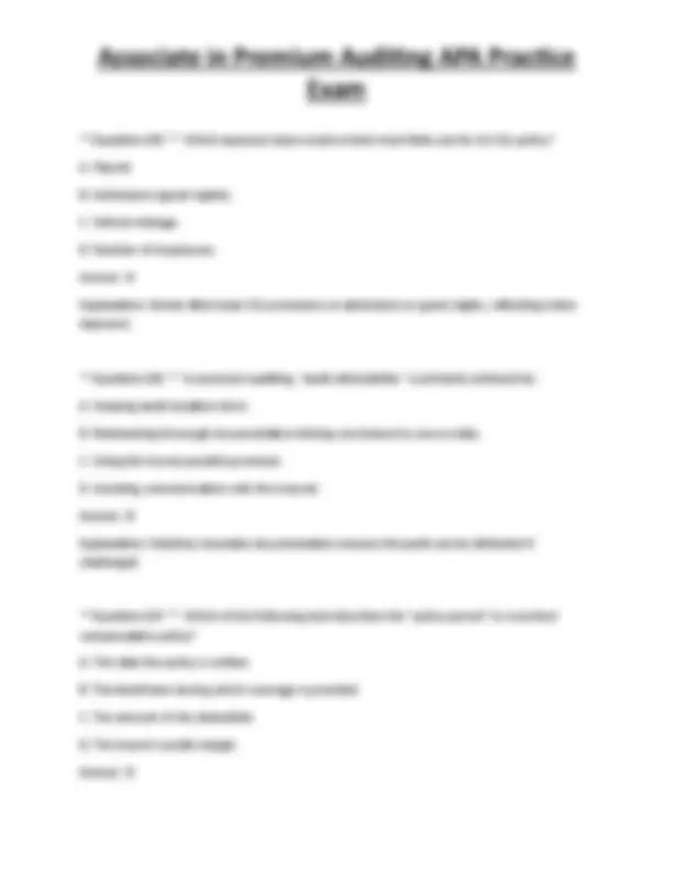 APA Practice Exam: Premium Auditing Questions and Answers | Exams ...