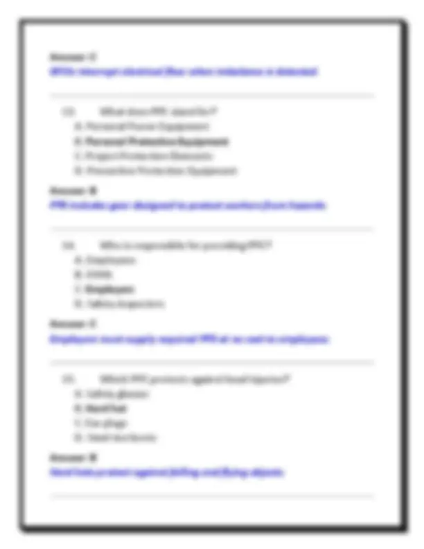 OSHA 10-Hour Construction Safety Certification Exam Questions and ...