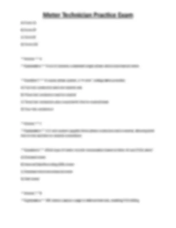 Meter Technician Practice Exam | Exams Technology | Docsity