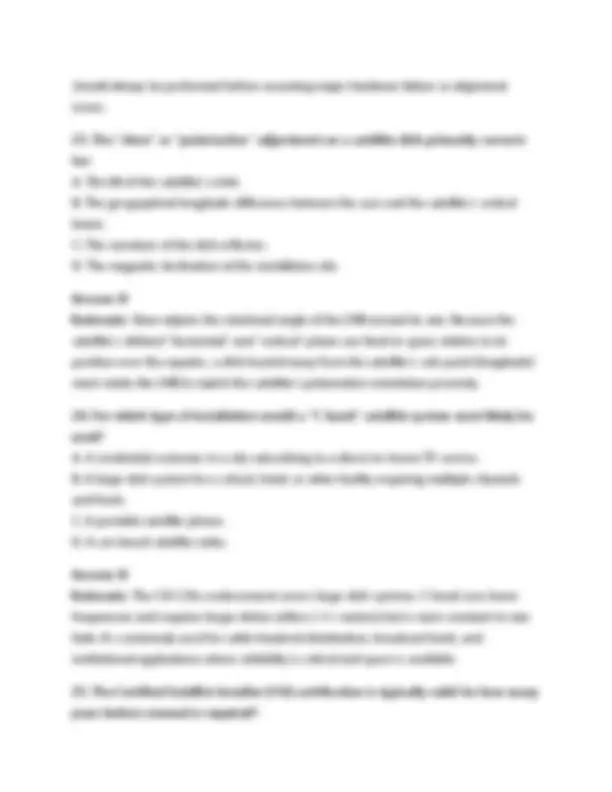 Certified Satellite Installer (CSI) Practice Exam Questions and answers ...