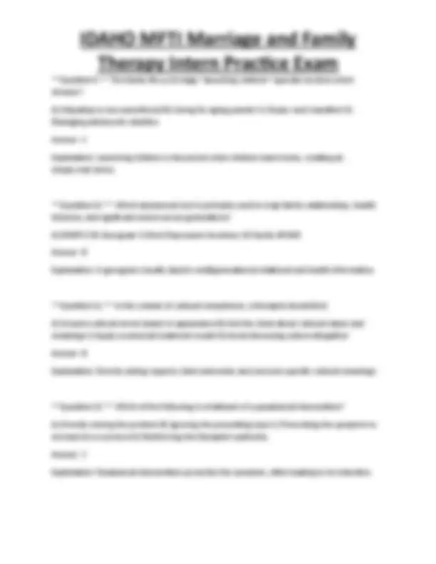 IDAHO MFTI Marriage and Family Therapy Intern Practice Exam | Exams ...